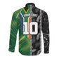 Custom Aotearoa South Africa Rugby Freedom Cup Long Sleeve Button Shirt Maori Silver Fern Art and Sporty Flag SA - African Pride