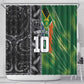 Custom Aotearoa South Africa Rugby Freedom Cup Shower Curtain Maori Silver Fern Art and Sporty Flag SA - African Pride