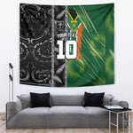 Custom Aotearoa South Africa Rugby Freedom Cup Tapestry Maori Silver Fern Art and Sporty Flag SA - African Pride