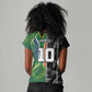 Custom Aotearoa South Africa Rugby Freedom Cup Women V-Neck T-Shirt Maori Silver Fern Art and Sporty Flag SA - African Pride