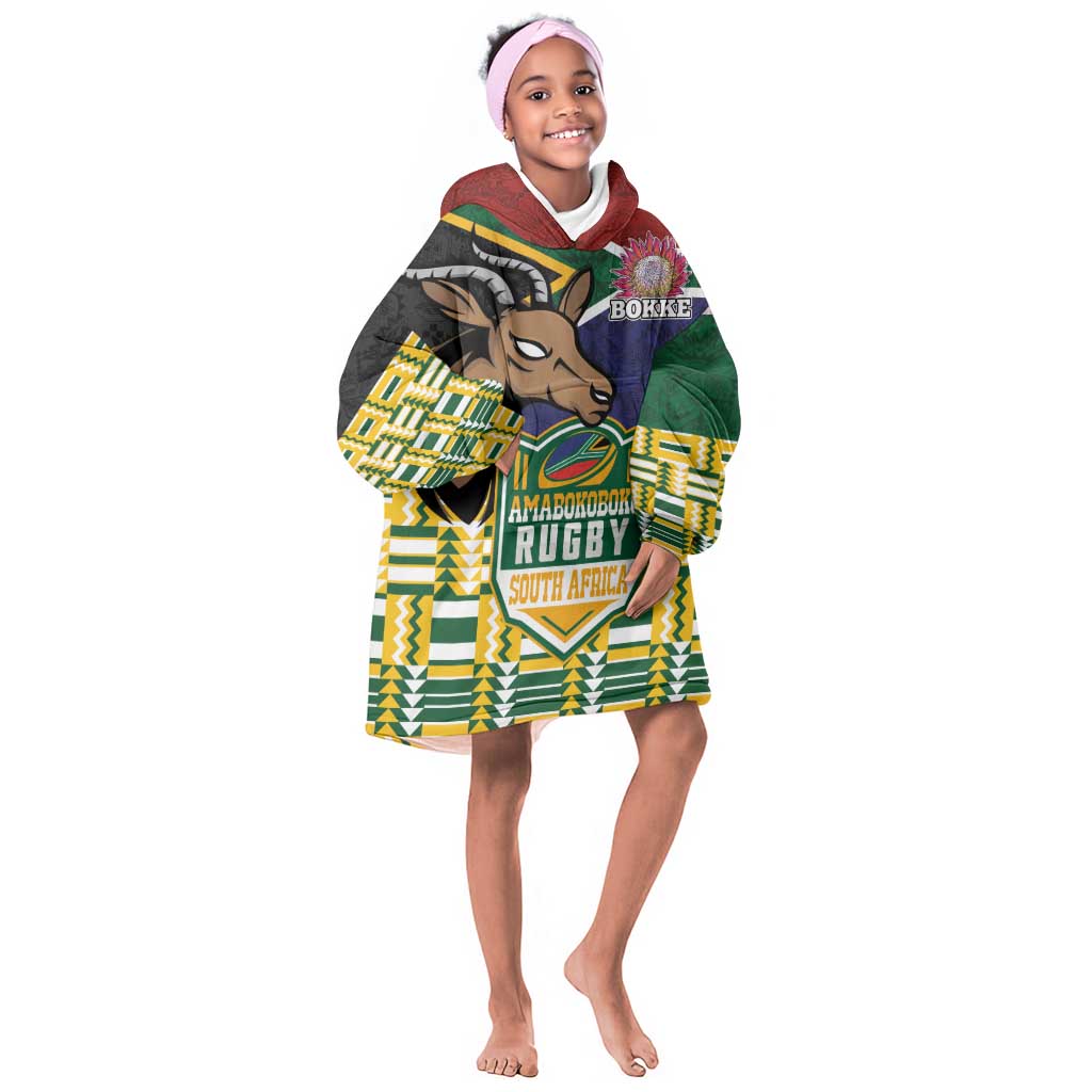 South Africa Rugby Kid Wearable Blanket Hoodie Go Bokke-Amabokoboko Spirit - African Pride