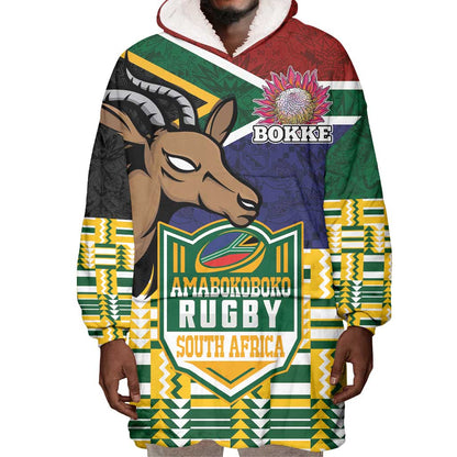 South Africa Rugby Wearable Blanket Hoodie Go Bokke-Amabokoboko Spirit - African Pride