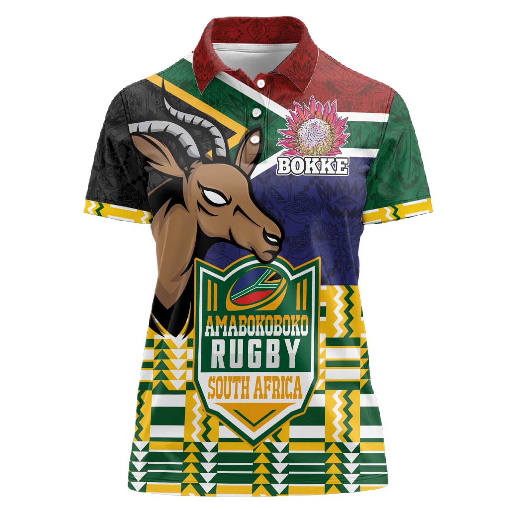 South Africa Rugby Women Polo Shirt Go Bokke-Amabokoboko Spirit - African Pride