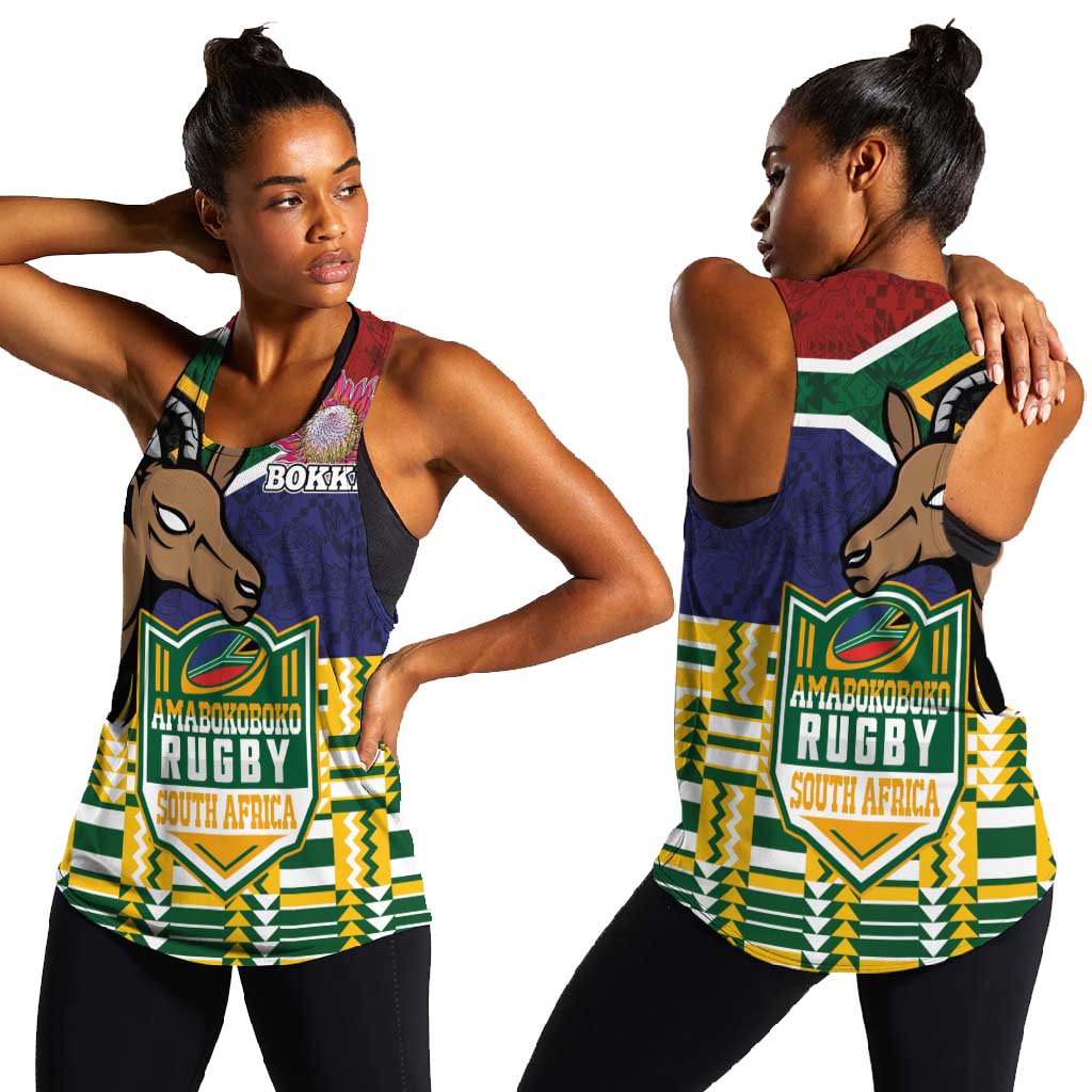 South Africa Rugby Women Racerback Tank Go Bokke-Amabokoboko Spirit - African Pride