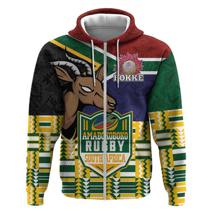 South Africa Rugby Zip Hoodie Go Bokke-Amabokoboko Spirit - African Pride