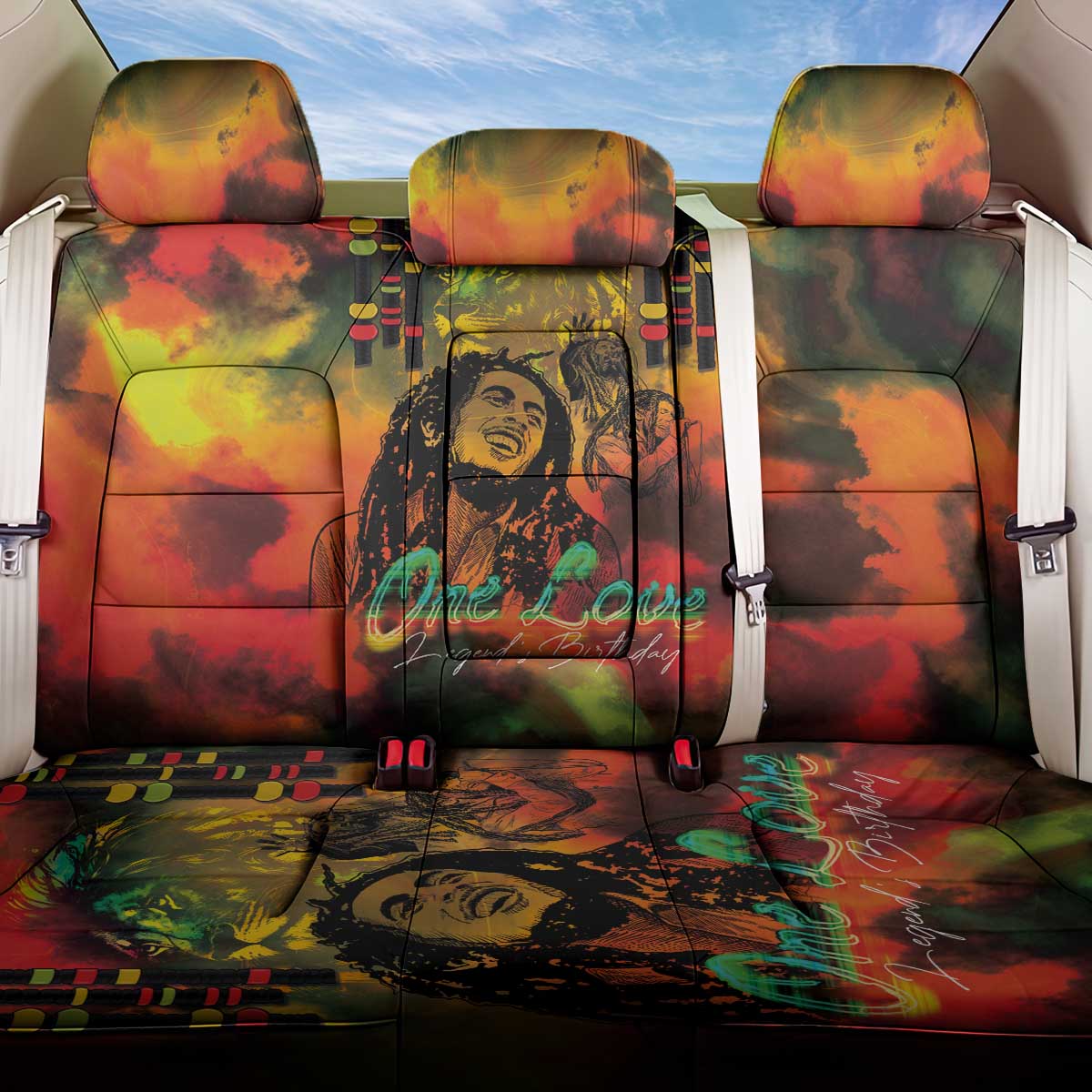 Afro-Jamaican Reggae Legend's Birthday Back Car Seat Cover One Love Jamaica