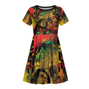 Afro-Jamaican Reggae Legend's Birthday Kid Short Sleeve Dress One Love Jamaica