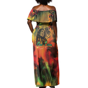 Afro-Jamaican Reggae Legend's Birthday Off Shoulder Maxi Dress One Love Jamaica