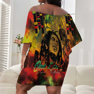 Afro-Jamaican Reggae Legend's Birthday Off Shoulder Short Dress One Love Jamaica