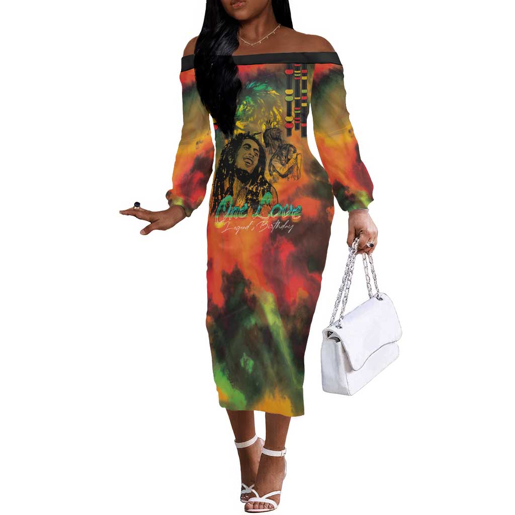 Afro-Jamaican Reggae Legend's Birthday Off The Shoulder Long Sleeve Dress One Love Jamaica