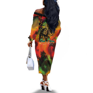 Afro-Jamaican Reggae Legend's Birthday Off The Shoulder Long Sleeve Dress One Love Jamaica