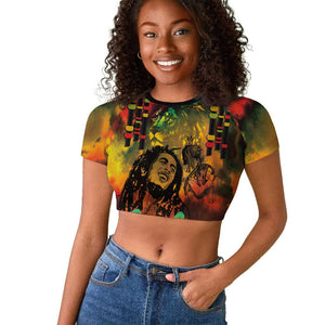 Afro-Jamaican Reggae Legend's Birthday Raglan Cropped T shirt One Love Jamaica