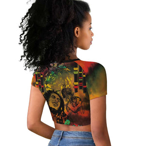 Afro-Jamaican Reggae Legend's Birthday Raglan Cropped T shirt One Love Jamaica