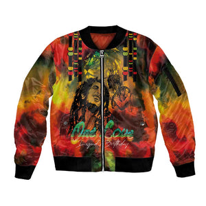 Afro-Jamaican Reggae Legend's Birthday Sleeve Zip Bomber Jacket One Love Jamaica