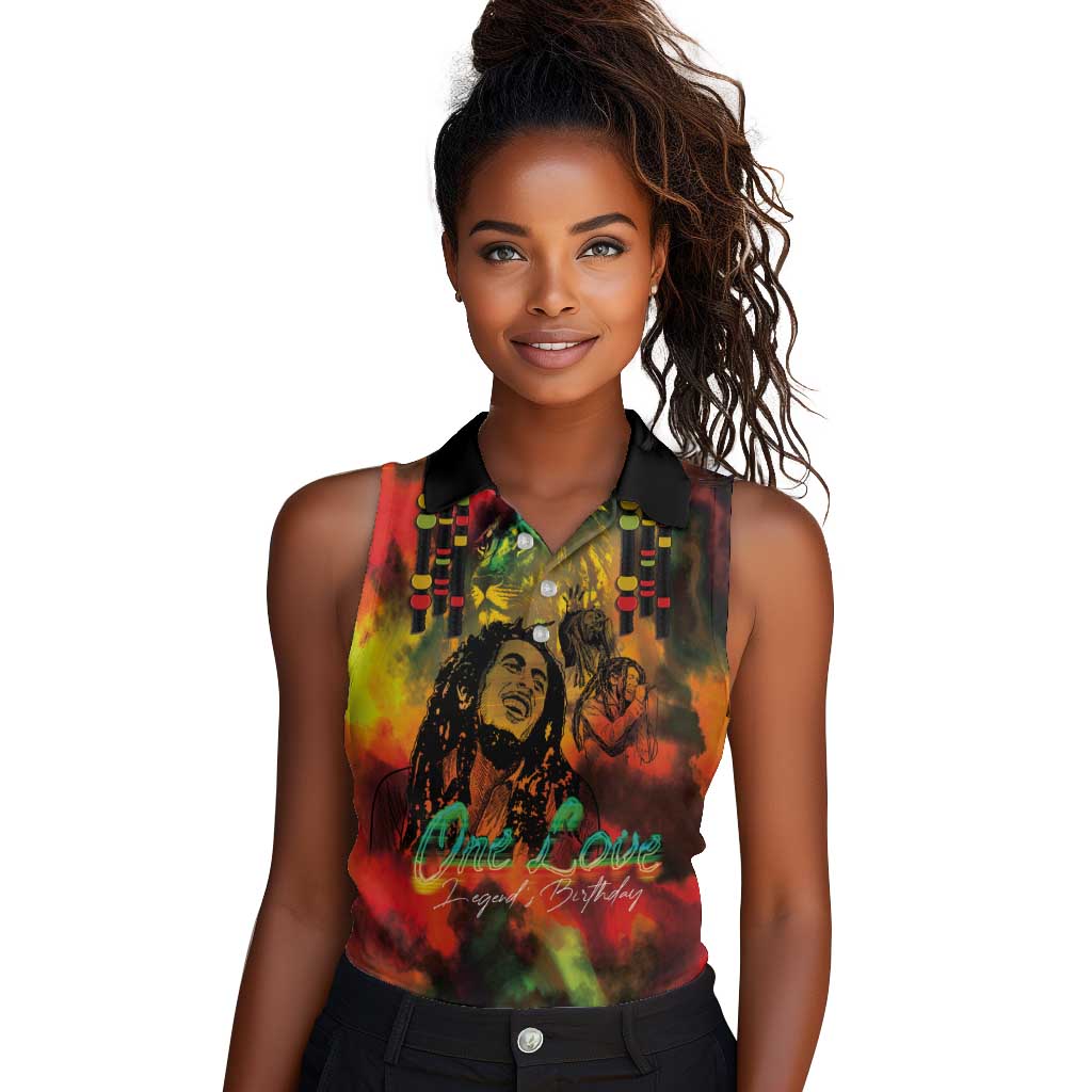 Afro-Jamaican Reggae Legend's Birthday Women Sleeveless Polo Shirt One Love Jamaica