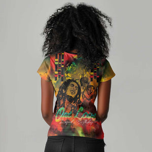 Afro-Jamaican Reggae Legend's Birthday Women V-Neck T-Shirt One Love Jamaica