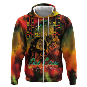Afro-Jamaican Reggae Legend's Birthday Zip Hoodie One Love Jamaica