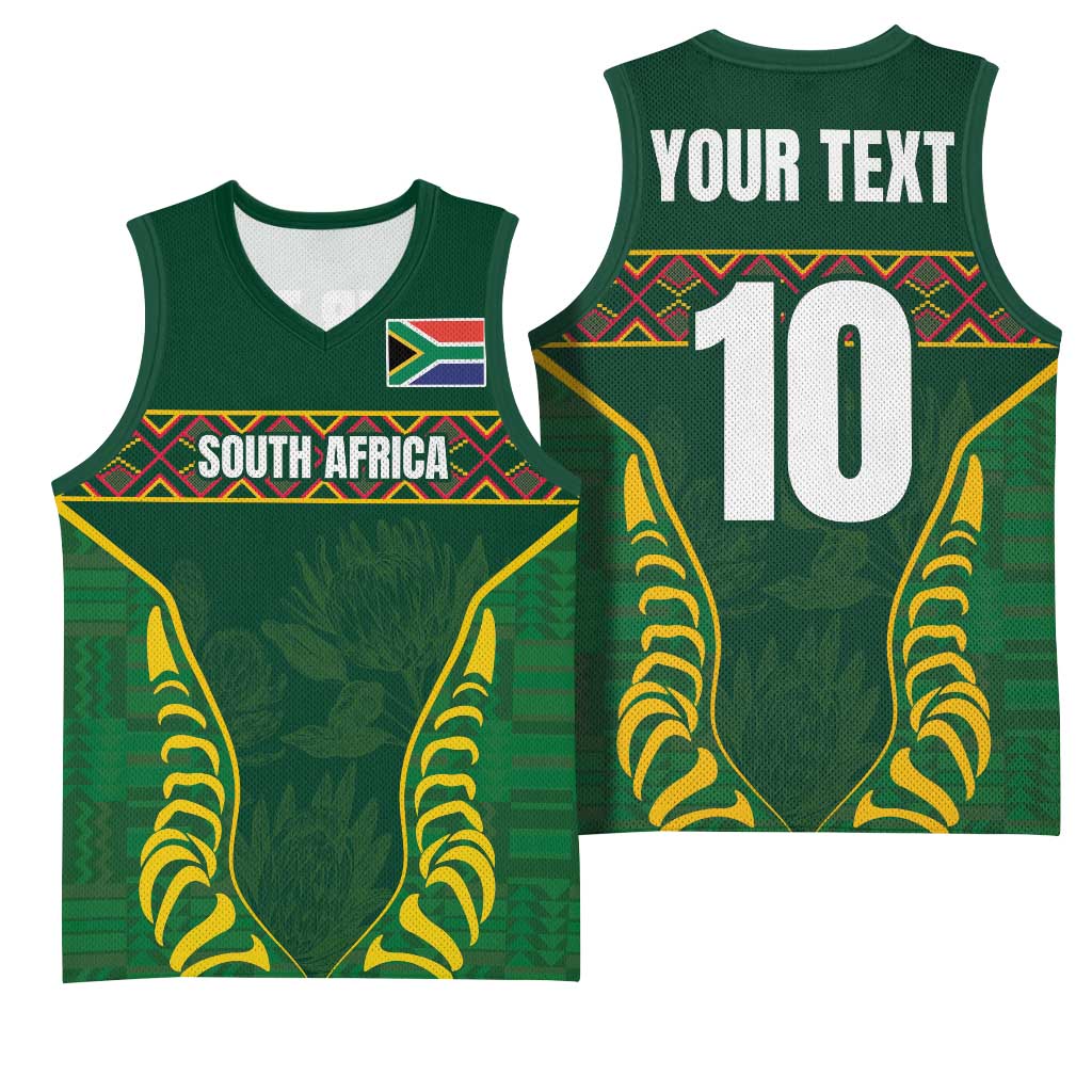 Custom South Africa Rugby Basketball Jersey Springboks Spirit and King Protea LT03