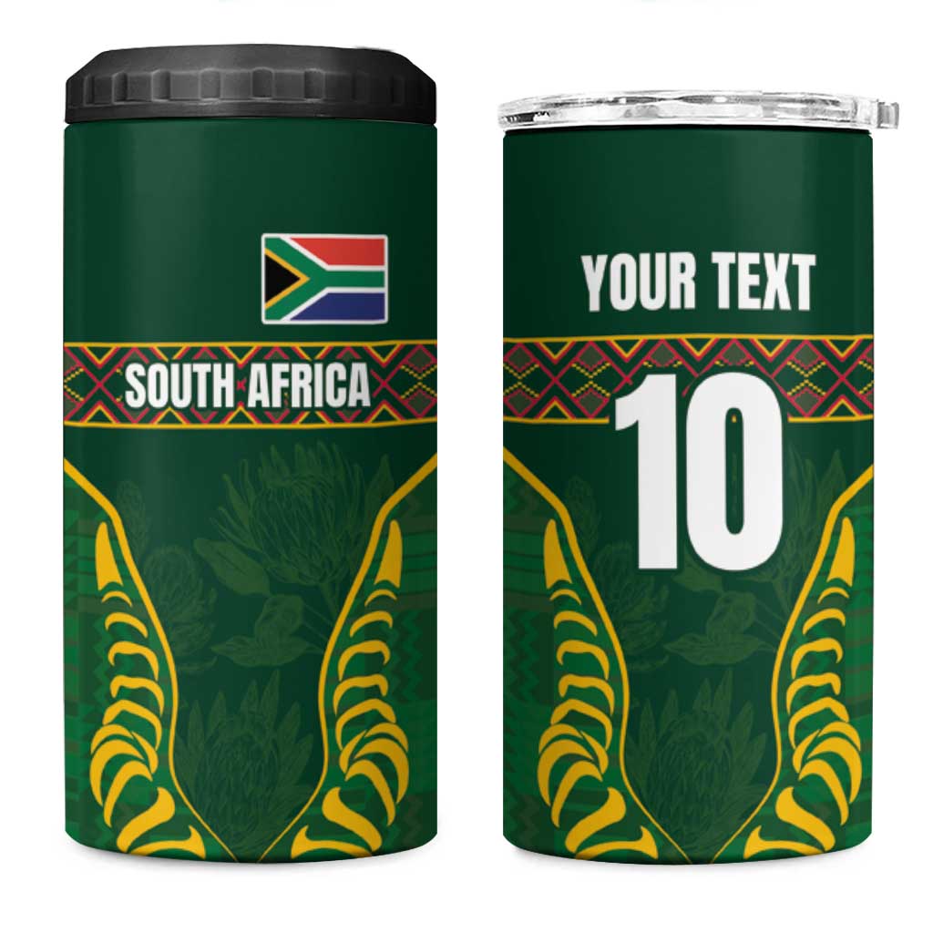 Custom South Africa Rugby 4 in 1 Can Cooler Tumbler Springboks Spirit and King Protea