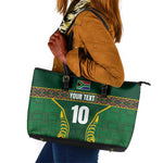 Custom South Africa Rugby Leather Tote Bag Springboks Spirit and King Protea
