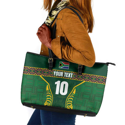 Custom South Africa Rugby Leather Tote Bag Springboks Spirit and King Protea