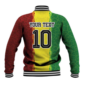 Custom Senegal National Football Baseball Jacket Lions Of Teranga Leopard Print Tribal Flag Graphic