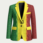 Custom Senegal National Football Blazer Lions Of Teranga Leopard Print Tribal Flag Graphic