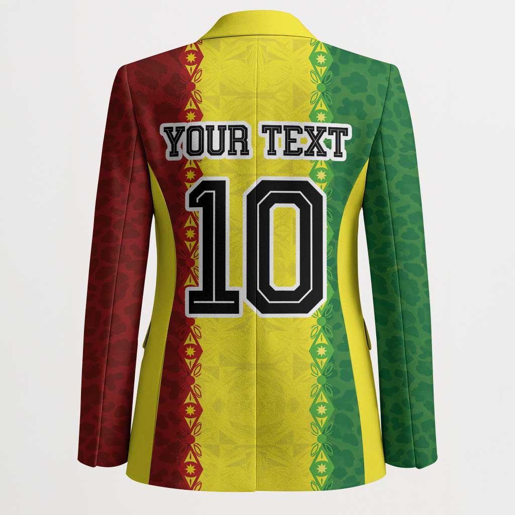 Custom Senegal National Football Blazer Lions Of Teranga Leopard Print Tribal Flag Graphic