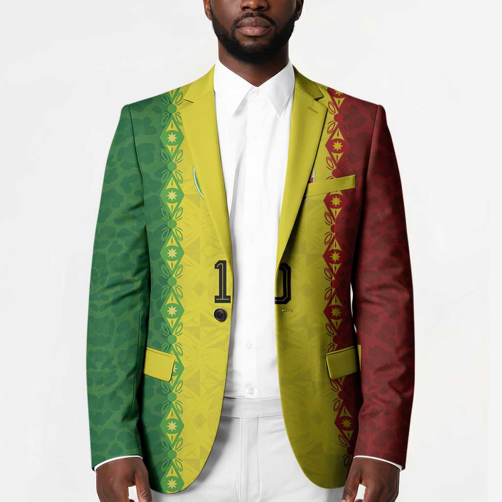 Custom Senegal National Football Blazer Lions Of Teranga Leopard Print Tribal Flag Graphic