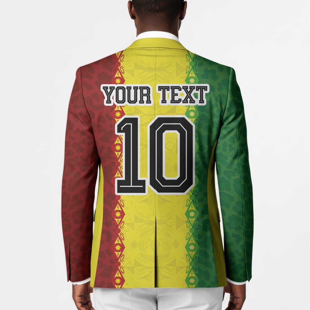 Custom Senegal National Football Blazer Lions Of Teranga Leopard Print Tribal Flag Graphic
