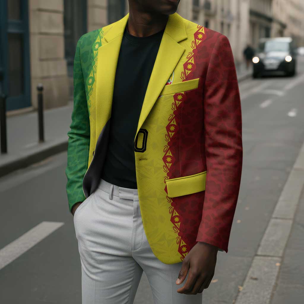 Custom Senegal National Football Blazer Lions Of Teranga Leopard Print Tribal Flag Graphic