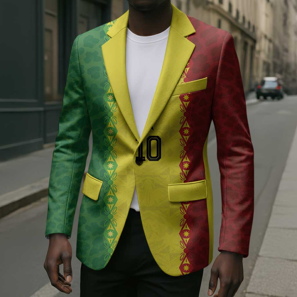Custom Senegal National Football Blazer Lions Of Teranga Leopard Print Tribal Flag Graphic