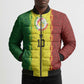 Custom Senegal National Football Bomber Puffer Jacket Lions Of Teranga Leopard Print Tribal Flag Graphic