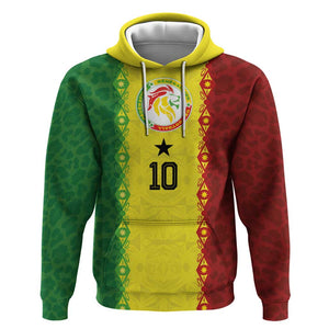 Custom Senegal National Football Hoodie Lions Of Teranga Leopard Print Tribal Flag Graphic