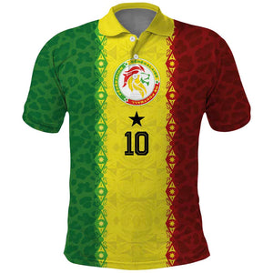 Custom Senegal National Football Polo Shirt Lions Of Teranga Leopard Print Tribal Flag Graphic