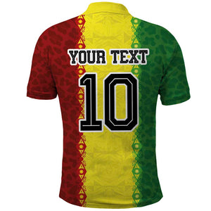 Custom Senegal National Football Polo Shirt Lions Of Teranga Leopard Print Tribal Flag Graphic