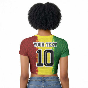 Custom Senegal National Football Raglan Cropped T shirt Lions Of Teranga Leopard Print Tribal Flag Graphic