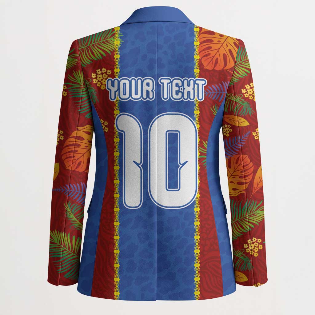 Custom DR Congo National Football Blazer The Leopards Tropical Jungle Leaf Botanical Art