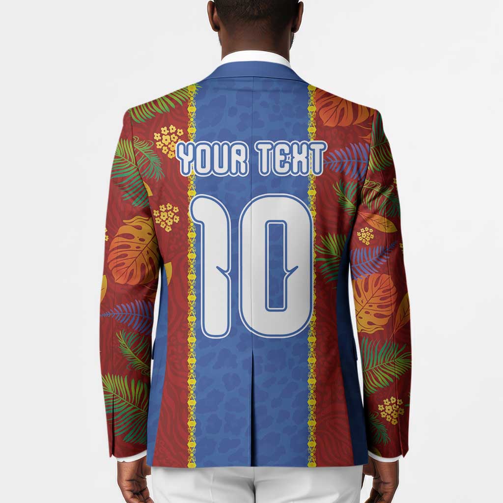 Custom DR Congo National Football Blazer The Leopards Tropical Jungle Leaf Botanical Art