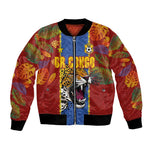 Custom DR Congo National Football Bomber Jacket The Leopards Tropical Jungle Leaf Botanical Art