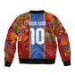 Custom DR Congo National Football Bomber Jacket The Leopards Tropical Jungle Leaf Botanical Art