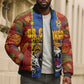 Custom DR Congo National Football Bomber Puffer Jacket The Leopards Tropical Jungle Leaf Botanical Art