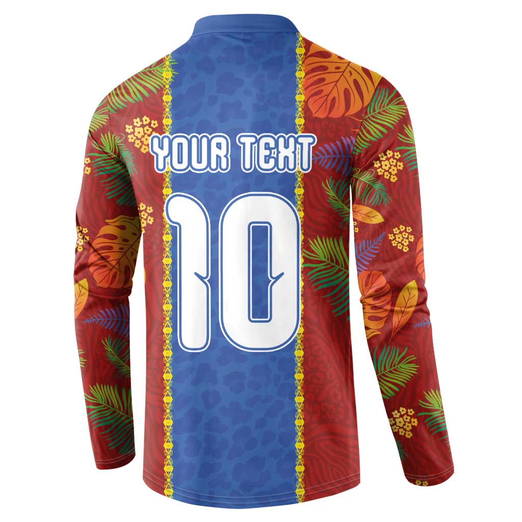 Custom DR Congo National Football Button Sweatshirt The Leopards Tropical Jungle Leaf Botanical Art