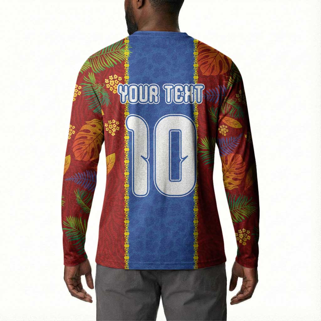 Custom DR Congo National Football Button Sweatshirt The Leopards Tropical Jungle Leaf Botanical Art