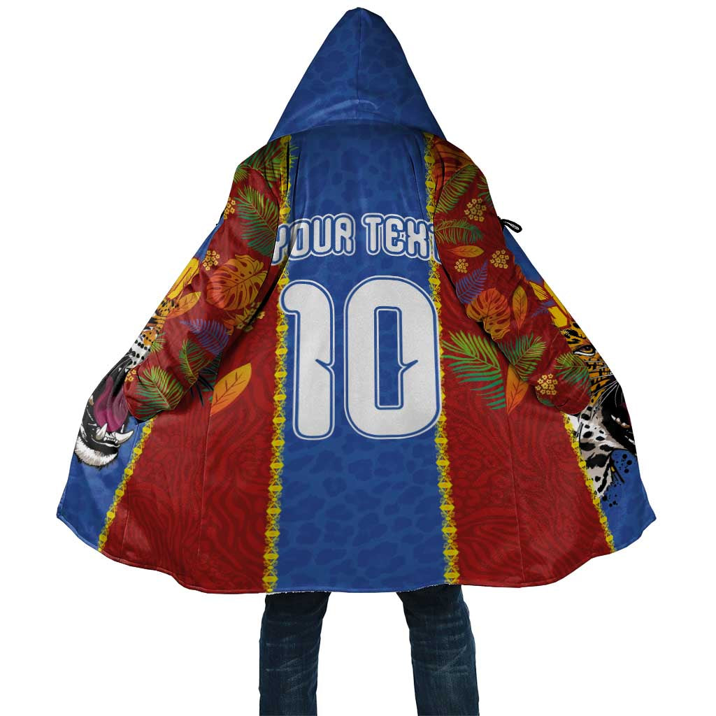 Custom DR Congo National Football Cloak The Leopards Tropical Jungle Leaf Botanical Art