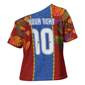 Custom DR Congo National Football Cross Shoulder Shirt The Leopards Tropical Jungle Leaf Botanical Art
