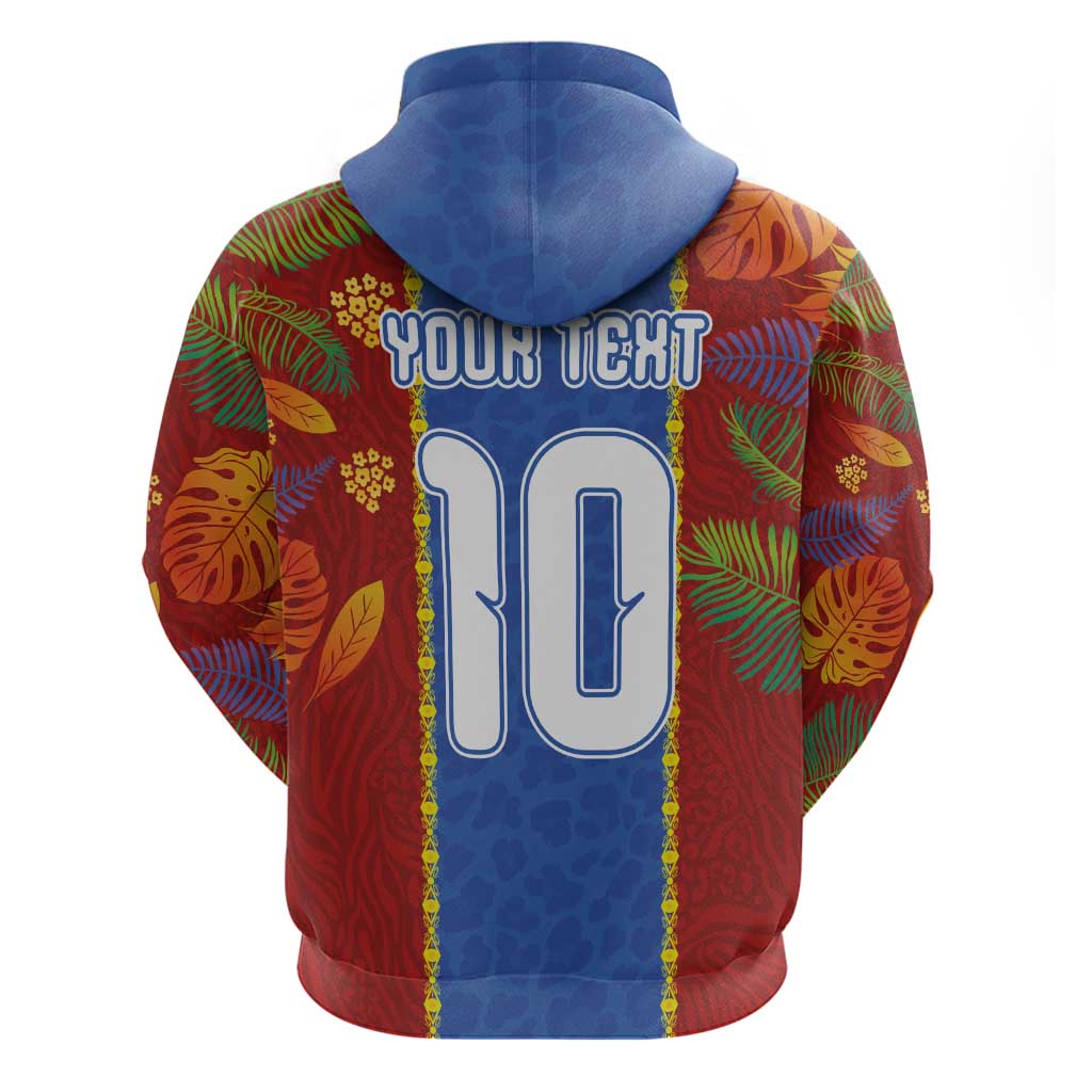 Custom DR Congo National Football Hoodie The Leopards Tropical Jungle Leaf Botanical Art
