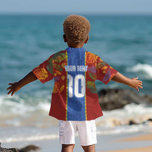 Custom DR Congo National Football Kid Hawaiian Shirt The Leopards Tropical Jungle Leaf Botanical Art
