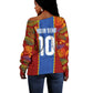 Custom DR Congo National Football Off Shoulder Sweater The Leopards Tropical Jungle Leaf Botanical Art