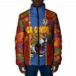 Custom DR Congo National Football Padded Jacket The Leopards Tropical Jungle Leaf Botanical Art